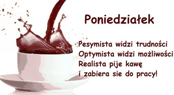 Kawa w białej filiżance na poniedziałek